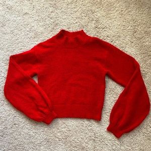 Wild Fable red puff sleeve crop sweater size M
